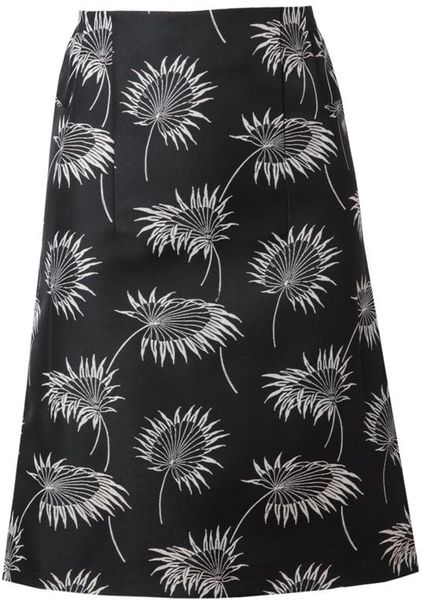 Marni Sunflower Printed Aline Skirt in Black (black white) - Lyst
