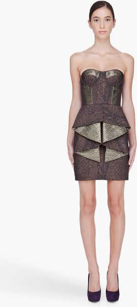 Matthew Williamson Brown Bodice Dress in Brown - Lyst