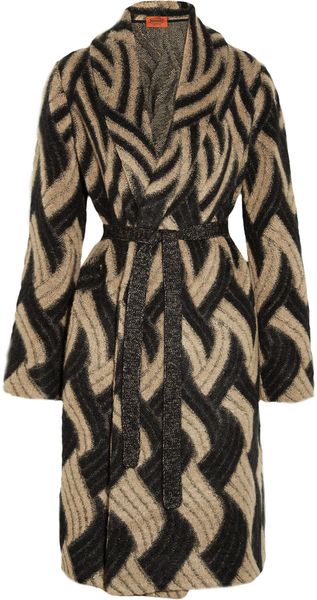 Missoni Patterned Mohair Blend Cardi Coat in Beige (sand) - Lyst