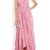 Oscar De La Renta Pleated Washedsatin Gown in Pink - Lyst