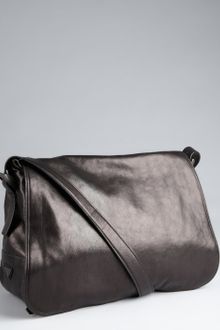Prada Black Glazed Calfskin Messenger Bag - Lyst