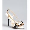 Prada White and Sand Patent Leather Cutout Slingback Sandals in Beige (white) - Lyst