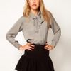 Asos Collection  Blouse with Skinny Tie Detail in Gray (grey) - Lyst