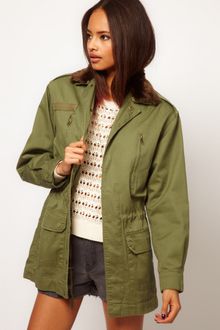 ASOS Collection  Army Jacket with Detachable Fur Trim - Lyst