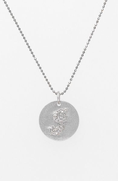 Bony Levy Diamond Initial Pendant Necklace in White (white goldj)