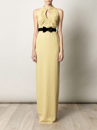 Burberry Prorsum Ruched Keyhole Fulllength Dress - Lyst