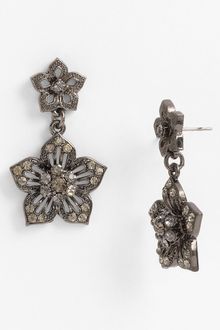 Cara Accessories Double Flower Drop Earrings - Lyst