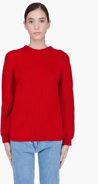 Chloé Red Chunky Wool Sweater in Red - Lyst