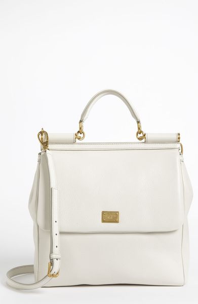 Dolce & Gabbana Flat Miss Sicily Large Leather Satchel in White (bianco) - Lyst