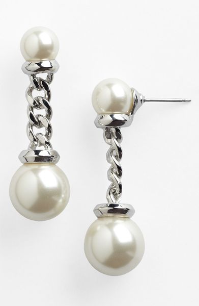 Givenchy Glass Pearl Chain Earrings in White (white pearl/ silver) - Lyst