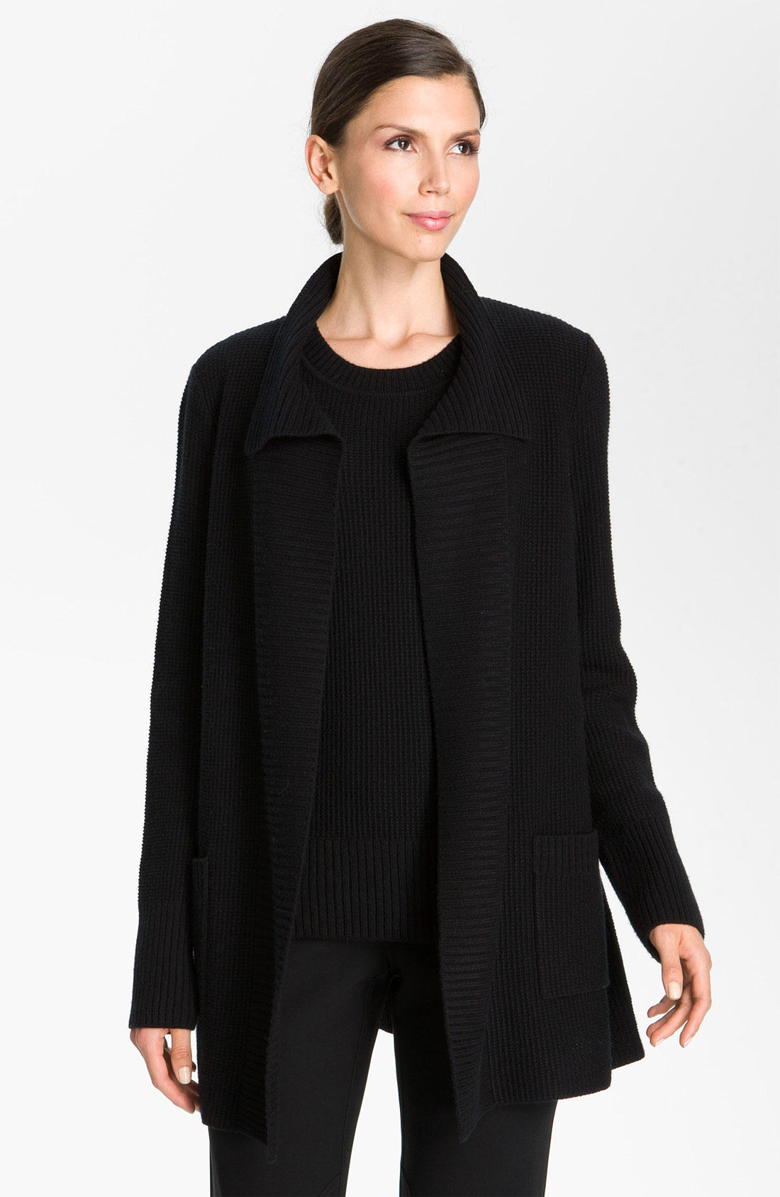 St. John Collection Cashmere Cardigan in Black (caviar) | Lyst