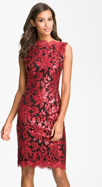 Tadashi Shoji Sleeveless Sequin Lace Sheath Dress - Lyst