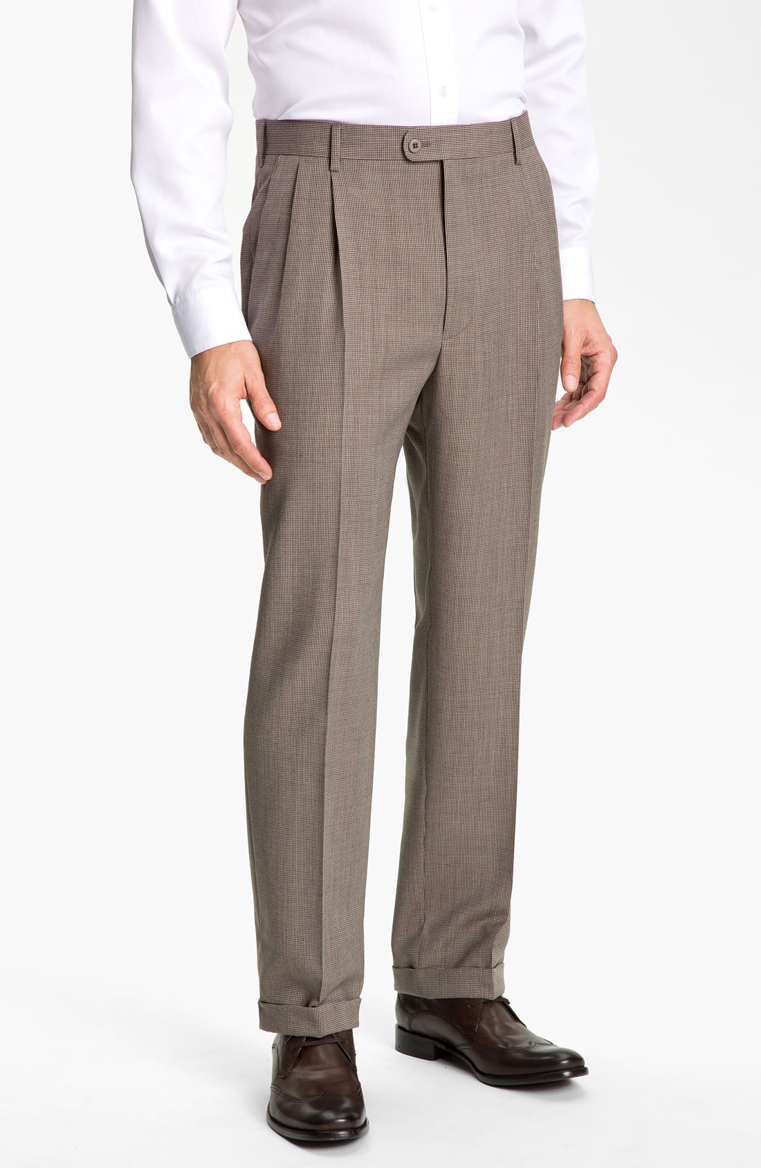 Zanella Bennett Double Reverse Pleat Trousers in Brown for Men (tan 