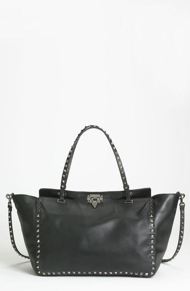 Valentino Rockstud So Noir Leather Shopper in Black - Lyst