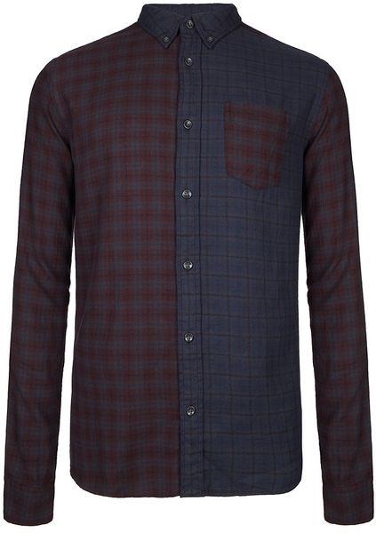 Allsaints Chaplain Shirt in Blue for Men (ink/oxblood check) - Lyst