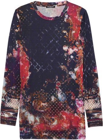 Balmain Printed Cotton Jersey T-shirt - Lyst