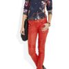 Balmain Quilted Panel Leather Skinny Pants in Red - Lyst