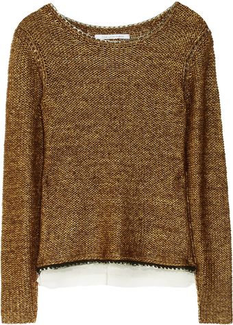 Diane Von Furstenberg Faye Chain Trimmed Open Knit Sweater - Lyst