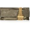 Jimmy Choo Chandra Chain Embellished Metallic Suede Clutch in Gold - Lyst