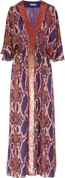 Matthew Williamson Pythonprint Silkchiffon Maxi Dress in Pink - Lyst