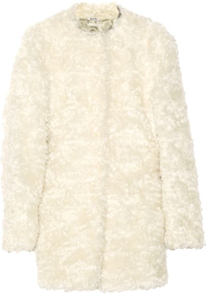Miu Miu Mohair and Cottonblend Coat in White (ivory) - Lyst