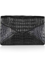 Nancy Gonzalez Two Tone Crocodile Envelope Clutch