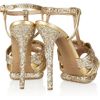 Nicholas Kirkwood Glitterfinished Leather Sandals in Gold - Lyst