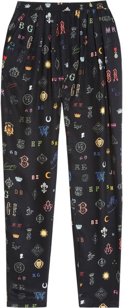 Stella Mccartney Christine Tapered Printed Silk Pants in Blue (midnight) - Lyst