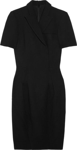 Zac Posen Woolcrepe Wrapeffect Dress in Black - Lyst