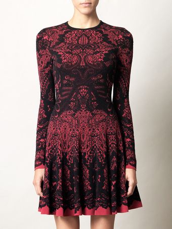 Alexander McQueen Victorian Lace Jacquard Knit Dress - Lyst