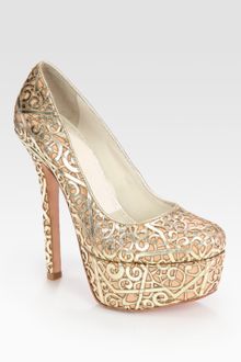 Alice + Olivia Larimore Cutout Metallic Leather Platform Pumps - Lyst