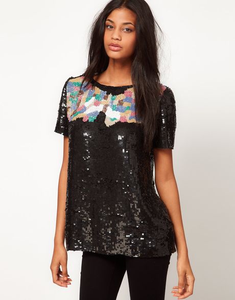Asos Collection Embellished Tshirt with Mosaic Beading in Multicolor (multi) - Lyst