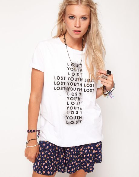 Asos Collection  T Shirt in Lost Youth Print in White - Lyst