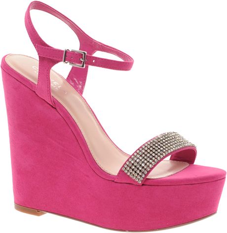 Carvela Kurt Geiger Gene Jewelled Front Wedges in Pink | Lyst