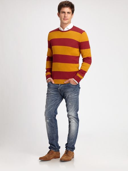 Dsquared2 Striped Wool Sweater in Multicolor for Men (bordeaux) - Lyst