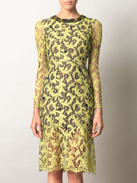 Erdem Drew Lace Dress in Yellow (chartreuse) - Lyst