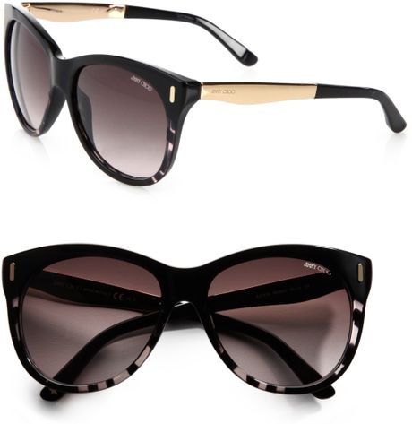 Jimmy Choo Plastic Metal Catseye Sunglasses in Black - Lyst