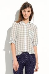 Madewell Silk Gingham Boyshirt