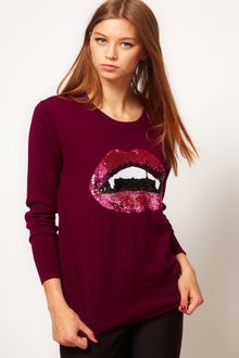 Markus Lupfer Jumper with Sequin Vampire Lips - Lyst