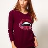 Markus Lupfer Jumper with Sequin Vampire Lips in Purple (beetroot) - Lyst
