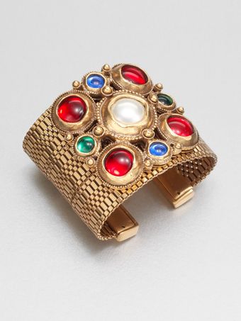 Oscar de la Renta Cabochon Cluster Cuff Bracelet - Lyst