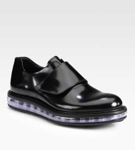 Prada Spazzolato Leather Loafer in Black for Men - Lyst