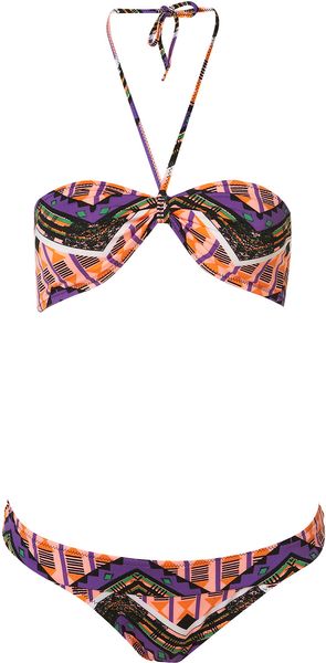 Topshop  Tribal Bandeau Bikini - Lyst