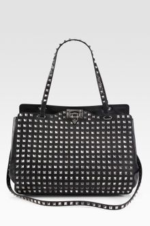 Valentino So Noir Rock Stud Tote - Lyst