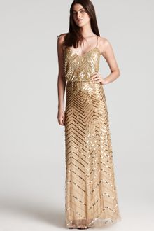Adrianna Papell Beaded Gown Sleeveless V Neck Blouson - Lyst