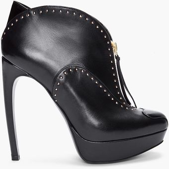 Alexander McQueen Black Studded Leather Pumps - Lyst