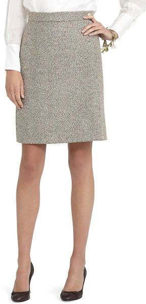 Brooks Brothers Tweed Boucle Skirt in Gray (camel) - Lyst