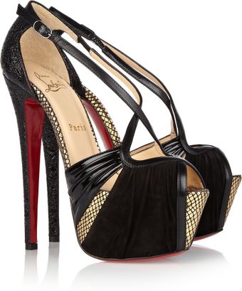 Christian Louboutin Divinoche 160 Suede and Textured Leather Sandals - Lyst