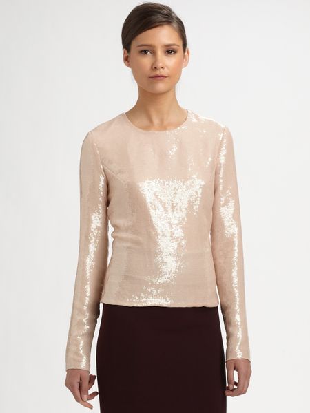 Diane Von Furstenberg Menaro Sequin Top in Pink (beige) - Lyst