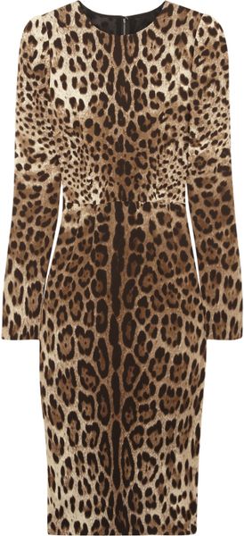 Dolce & Gabbana Leopardprint Crepe Dress in Animal (leopard) - Lyst
